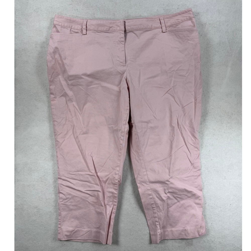 Lands End Womens Pink Mid‎ Rise Slim Leg Twill Pants Size 20W Stretch Chino